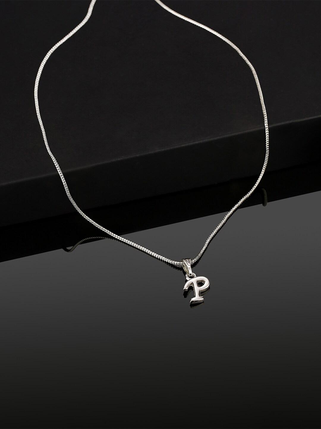 Buy Estele Rhodium-Plated Initial P Pendant With Chain Pendant