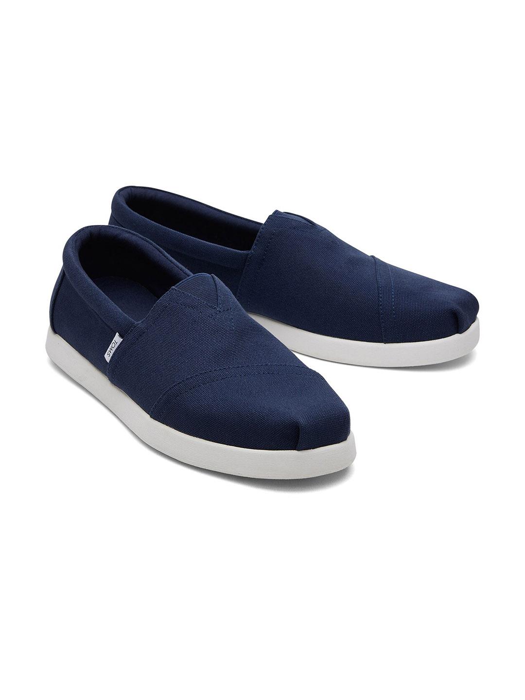 Buy TOMS Men Navy Blue Lightweight Canvas Slip-On Sneakers