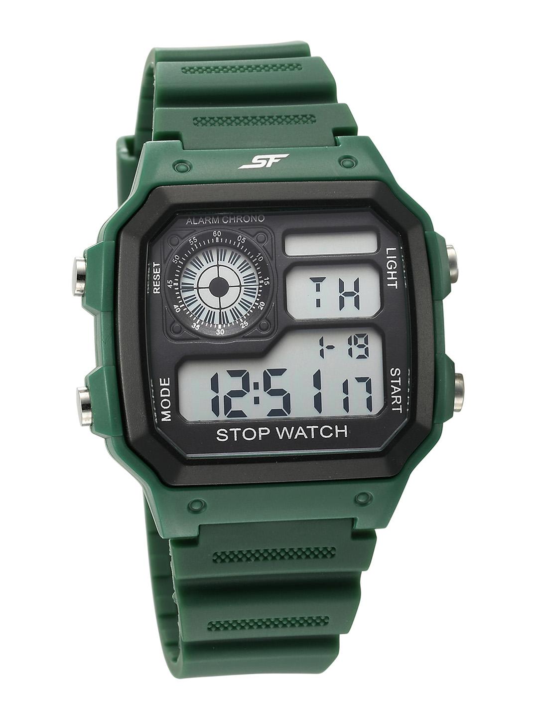 Sonata Digital Watch Green Strap - Image 1