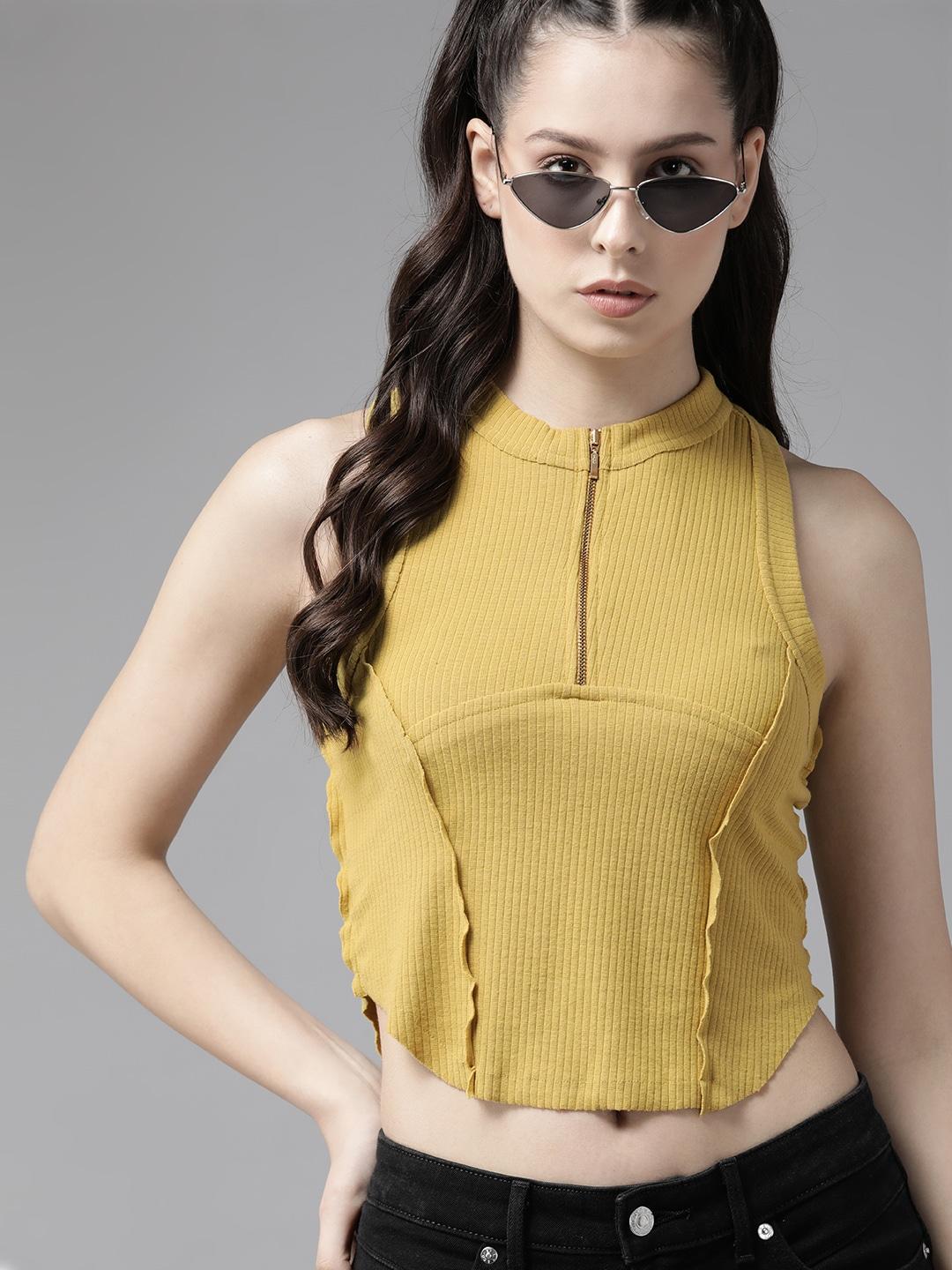 Buy The Roadster Lifestyle Co. Ribbed Half Zipper Crop Tank Top
