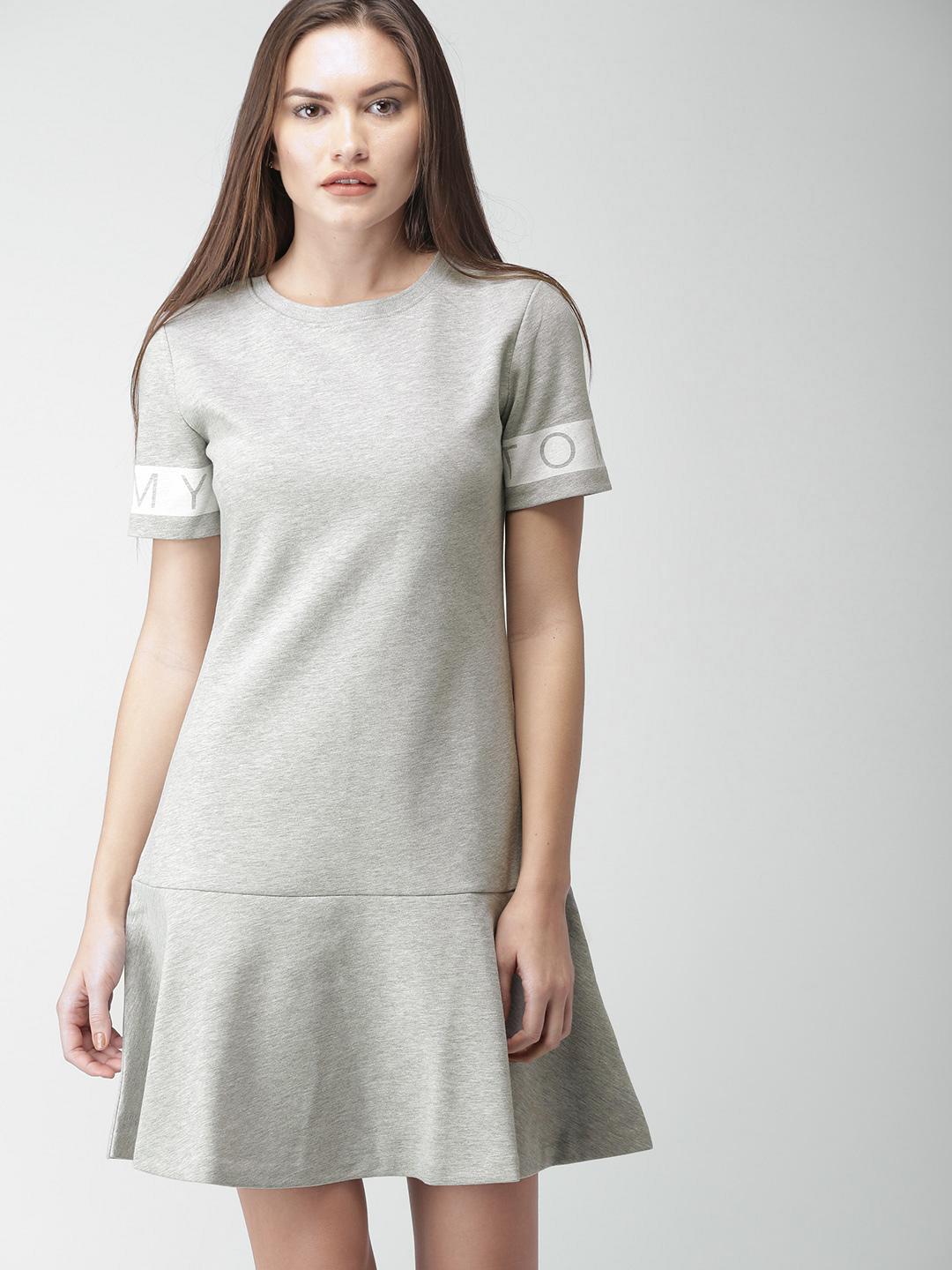 Buy Tommy Hilfiger Women Grey Melange Solid Drop-Waist Dress - Dresses for  Women 2201508 | Myntra