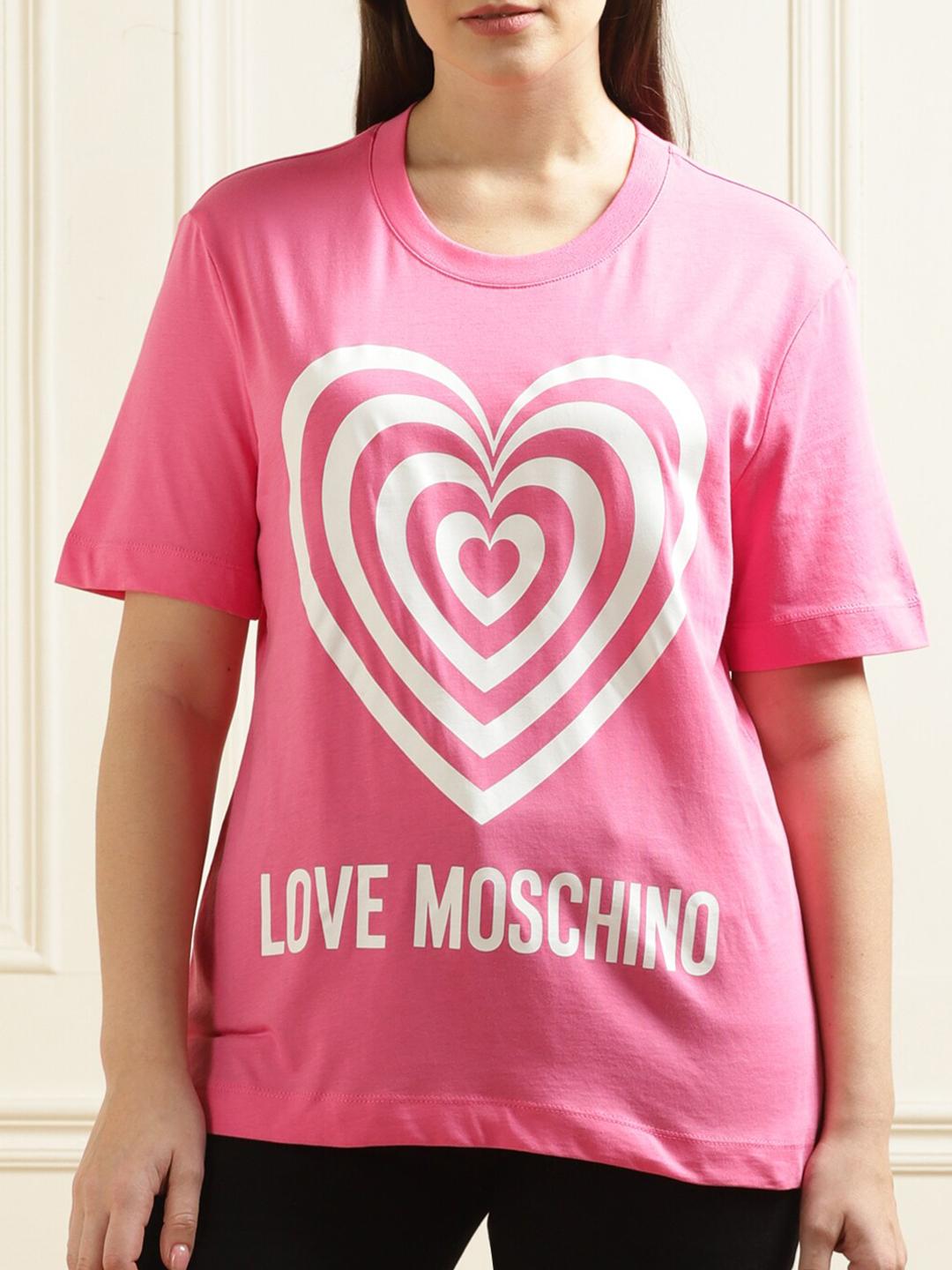 Buy LOVE MOSCHINO Women graphic Printed Pure Cotton Loose Fitted T
