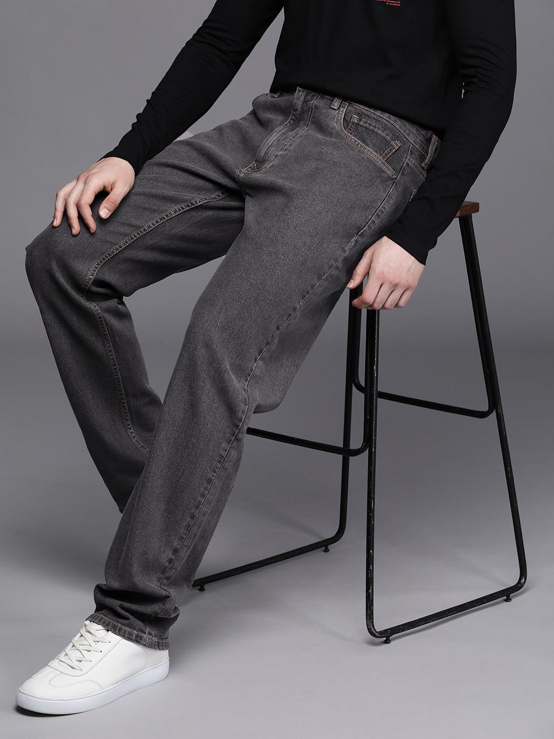 Wrogn Brand Jeans Buy Light Blue Cotton Jeans Slim Fit Mid Rise