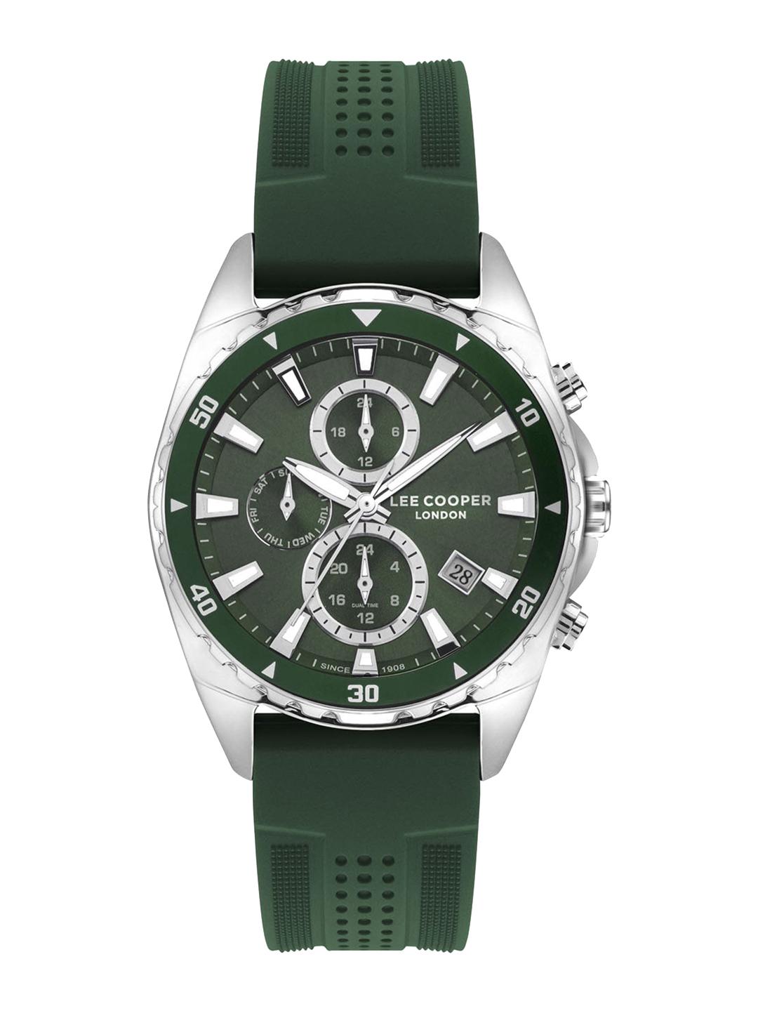 Buy Lee Cooper Men Brass Dial & Green Straps Analogue Multi