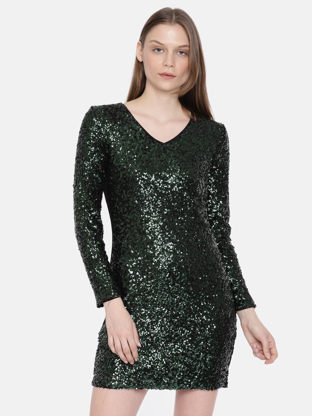 vero moda green sequin dress Buy VERO MODA Green Shimmer Fit & Flare Dress Online