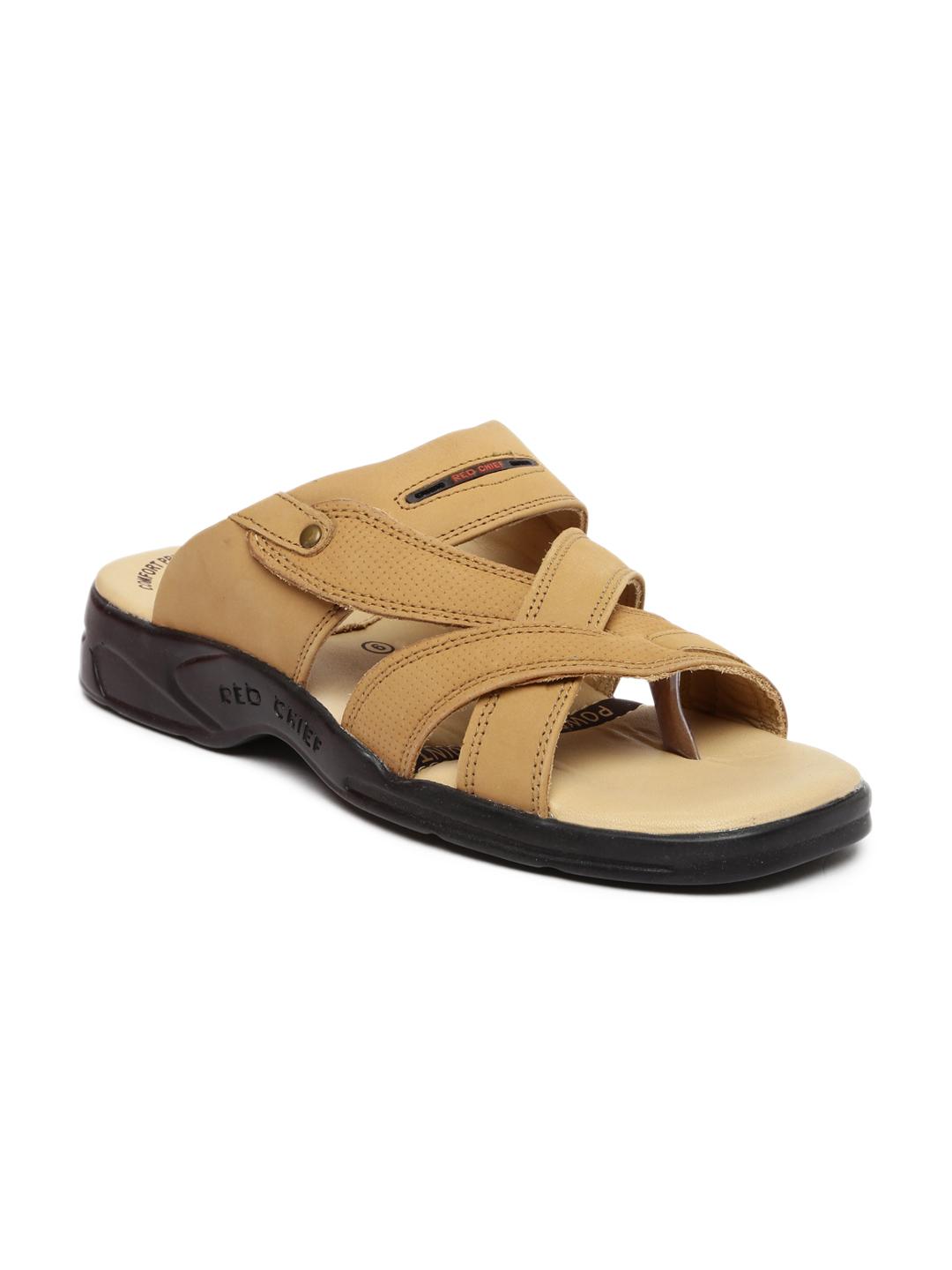 Red Chief Men Brown Leather Comfort Sandals