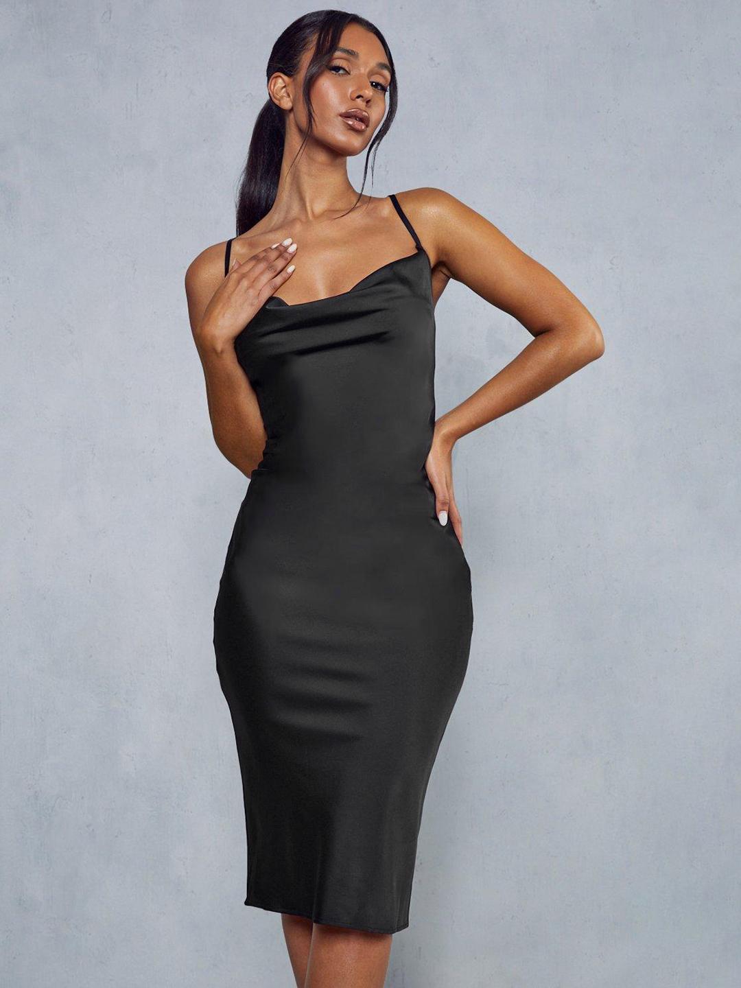Buy MISSPAP Black Satin Bodycon Dress - Dresses for Women 22473798 | Myntra