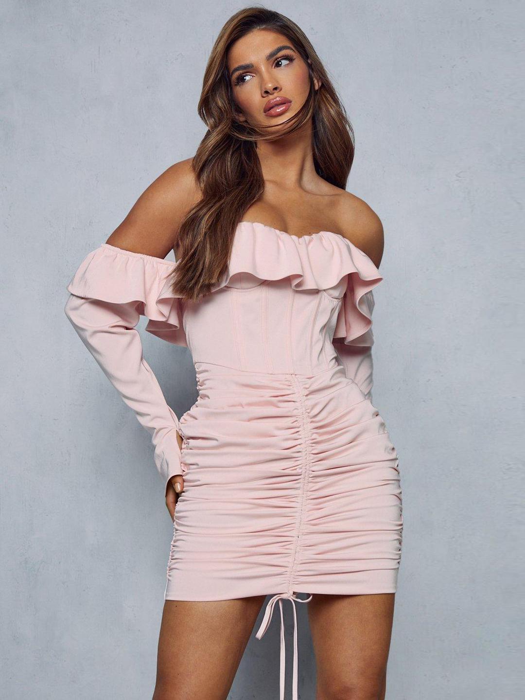 Buy MISSPAP Off-Shoulder Corset Bodycon Mini Dress Dresses for