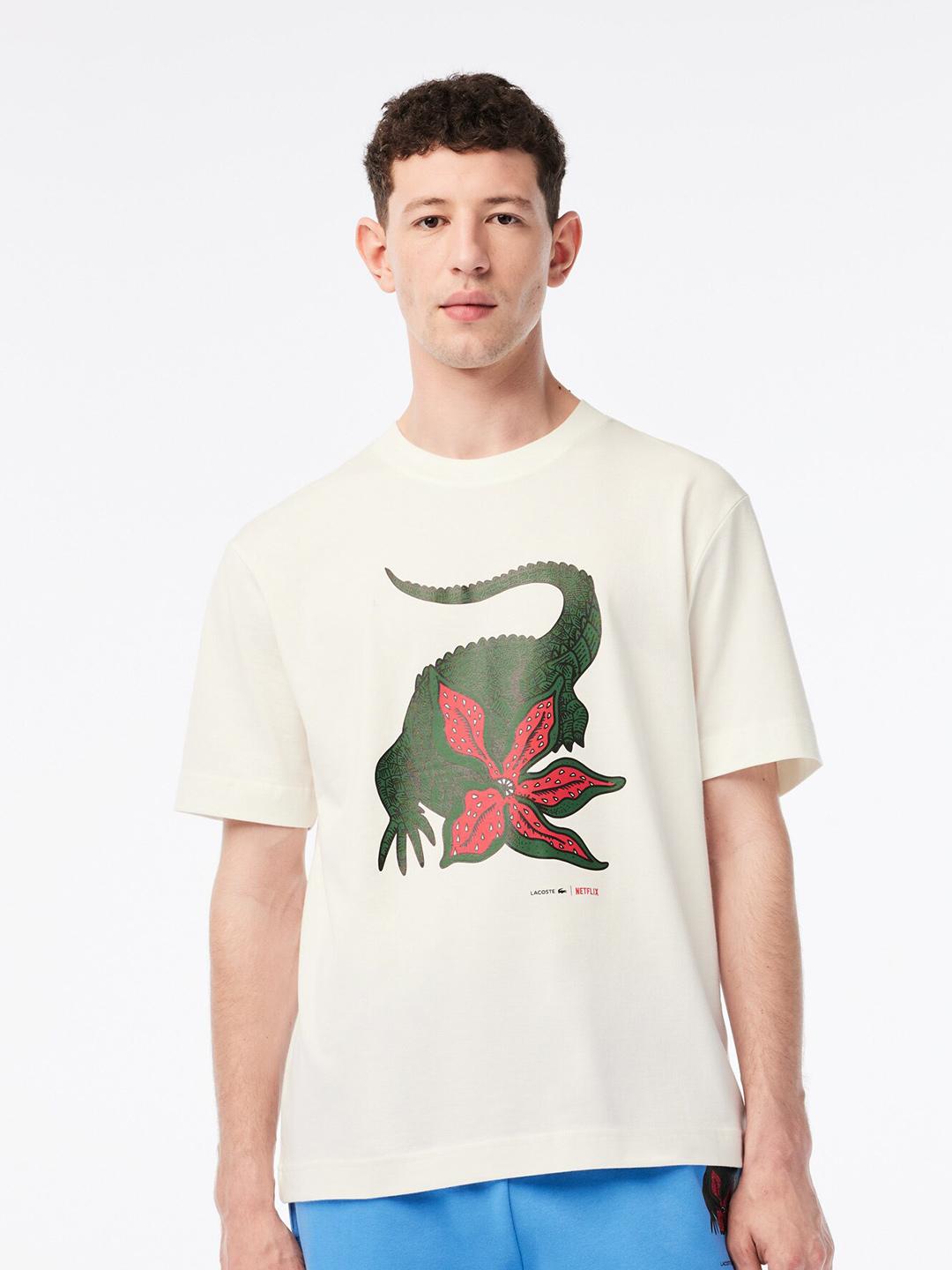 Buy Lacoste Netflix Stranger Things Graphic Printed Pure Cotton T