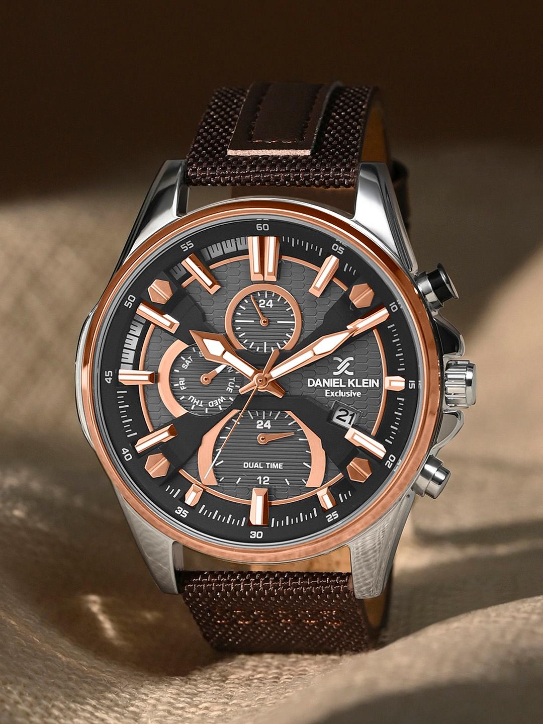 Buy Daniel Klein Men Dial & Textured Straps Analogue Multi