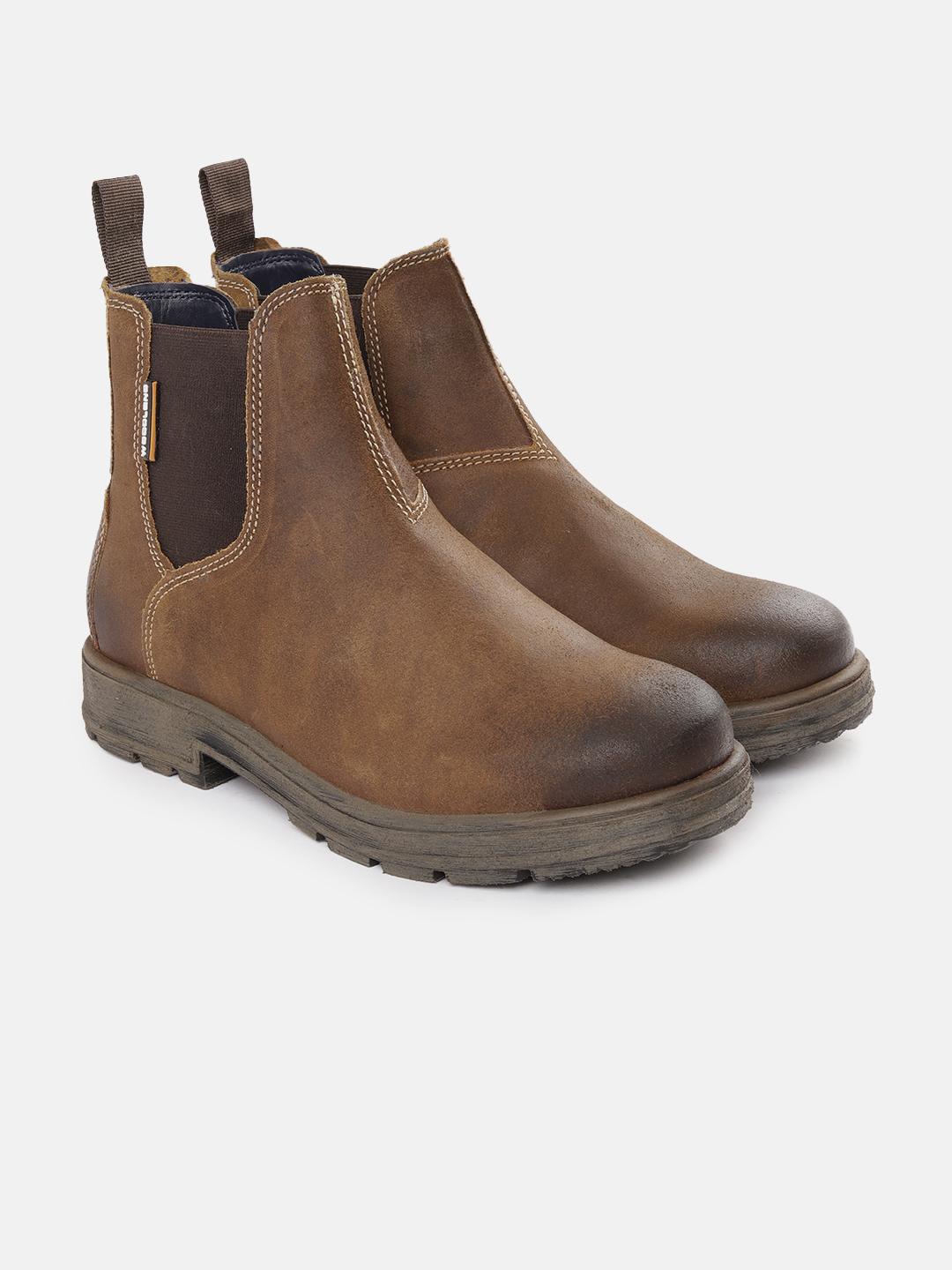 Buy Woodland Men Waxy Suede Mid-Top Chelsea Boots Boots for Men