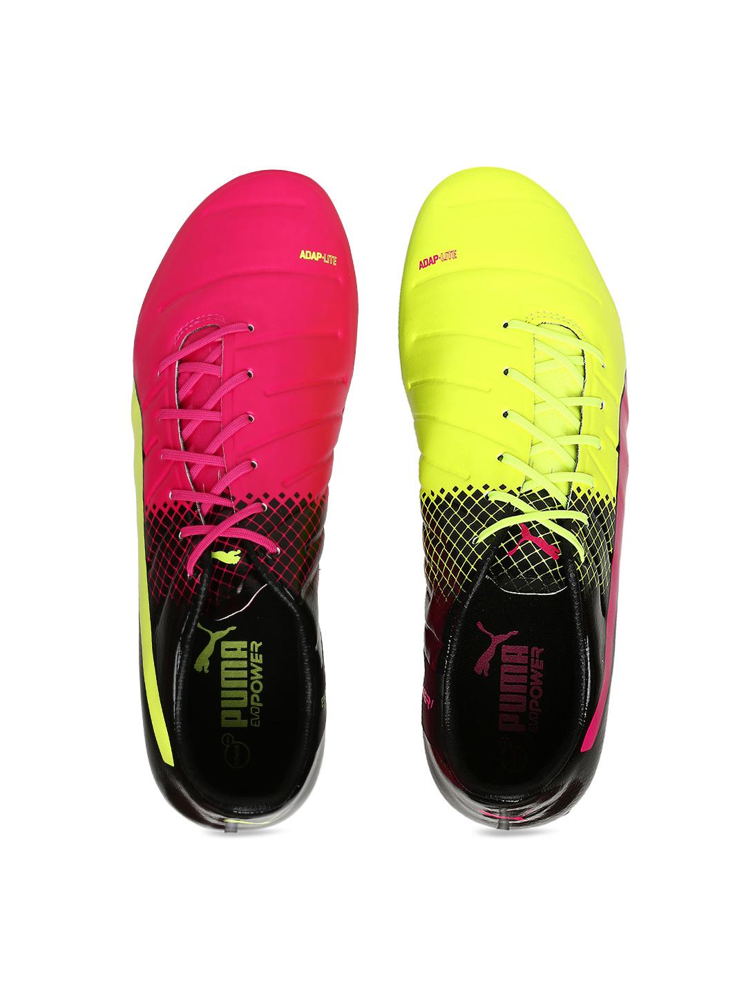 Buy Puma Men Pink Fluorescent Green evoPOWER Football Shoes
