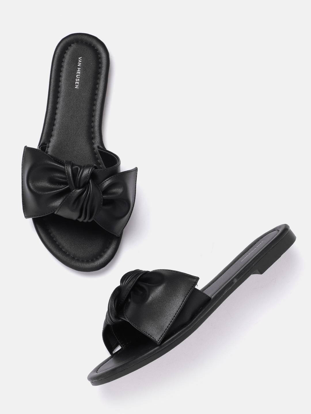 Buy Van Heusen Woman Open Toe Flats with Bow Detail Flats for