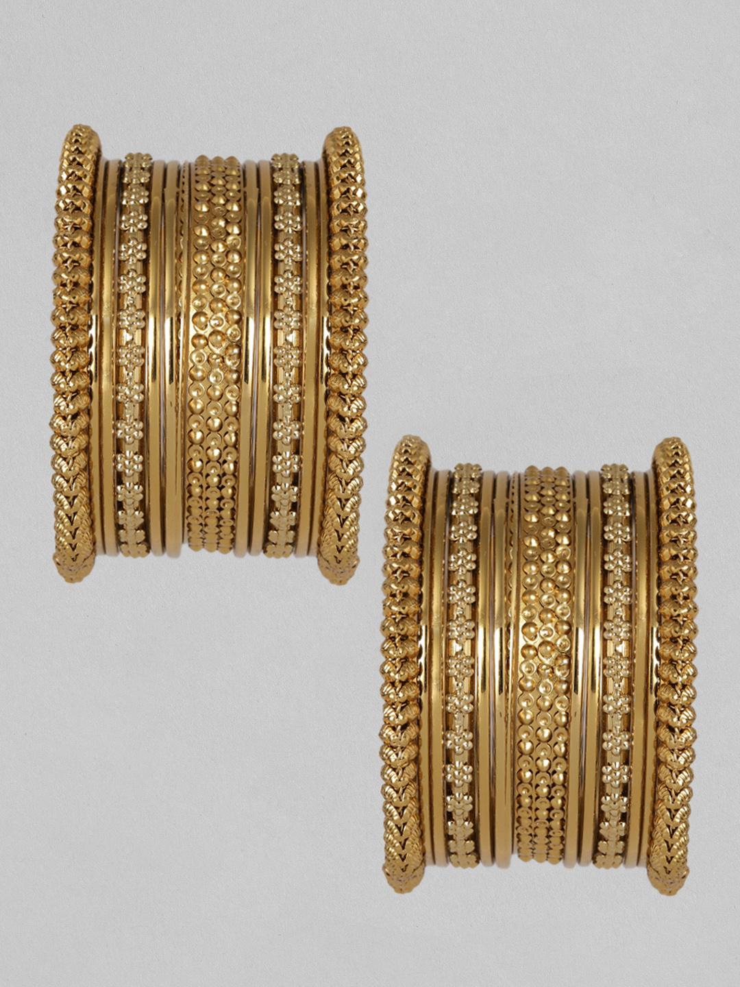 Buy Peora Gold-Plated 16pcs Metal Bangles Set Bangle for Women