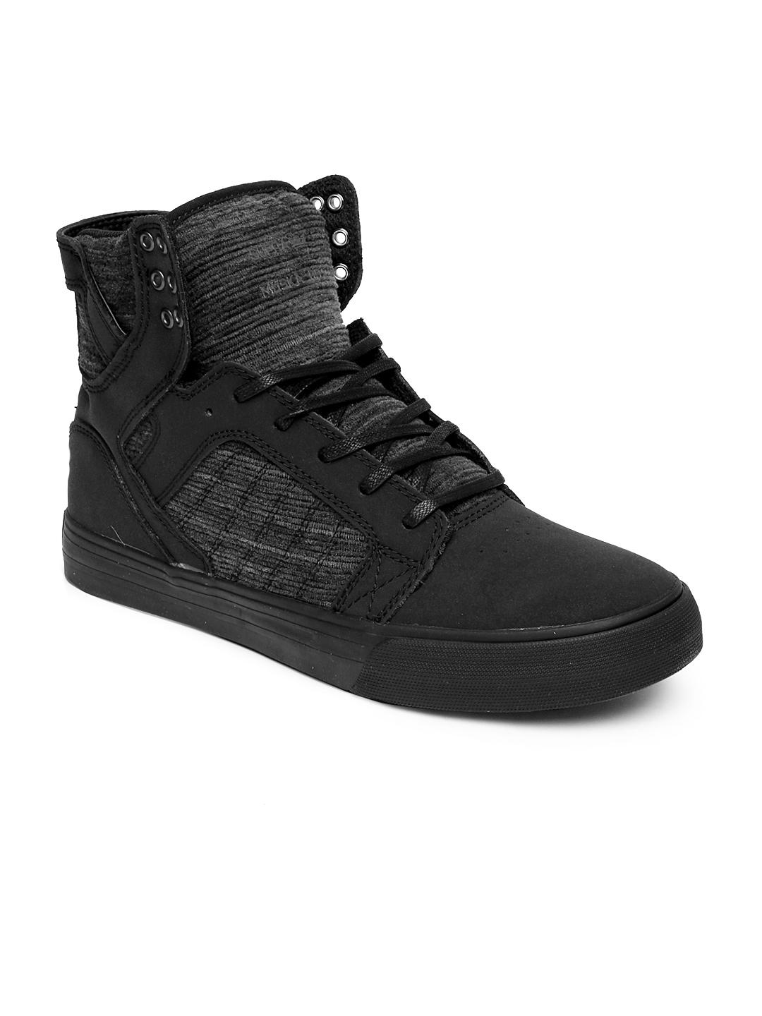 Shoes Black Supra High Cut Supra Men Black Woven Design Leather