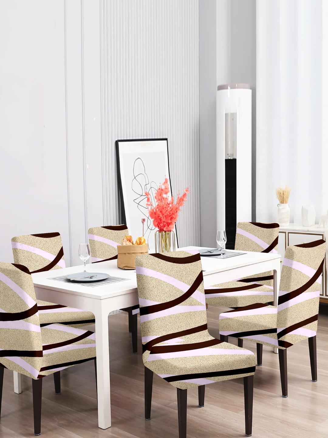 Buy Cortina Beige Brown 6-Pieces Abstract Printed Super Stretchy