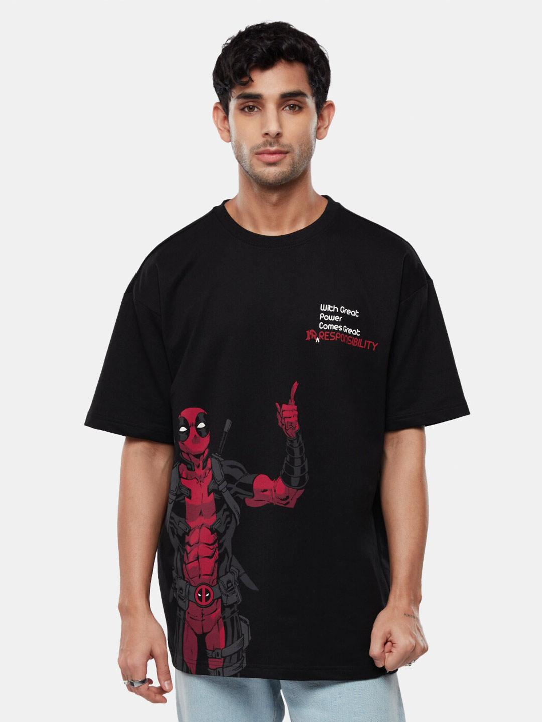 The Souled Store Men Oversized Deadpool Black Tshirt - Image 1