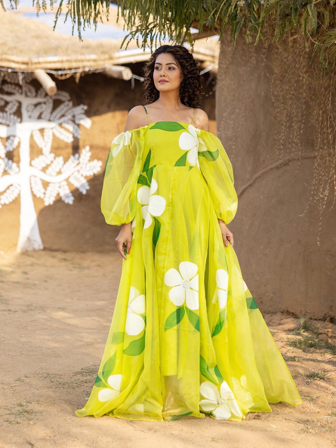myntra organza dress Buy Ambraee Women Off-white Organza Floral Dress - Dresses for Women 35057996