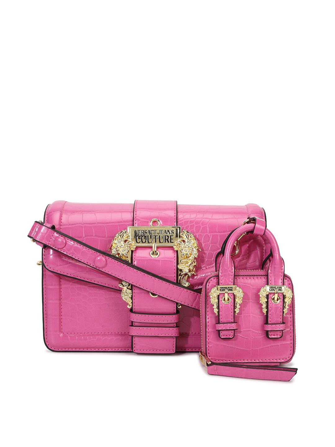 Buy Versace Jeans Couture Pink Leather Structured Sling Bag