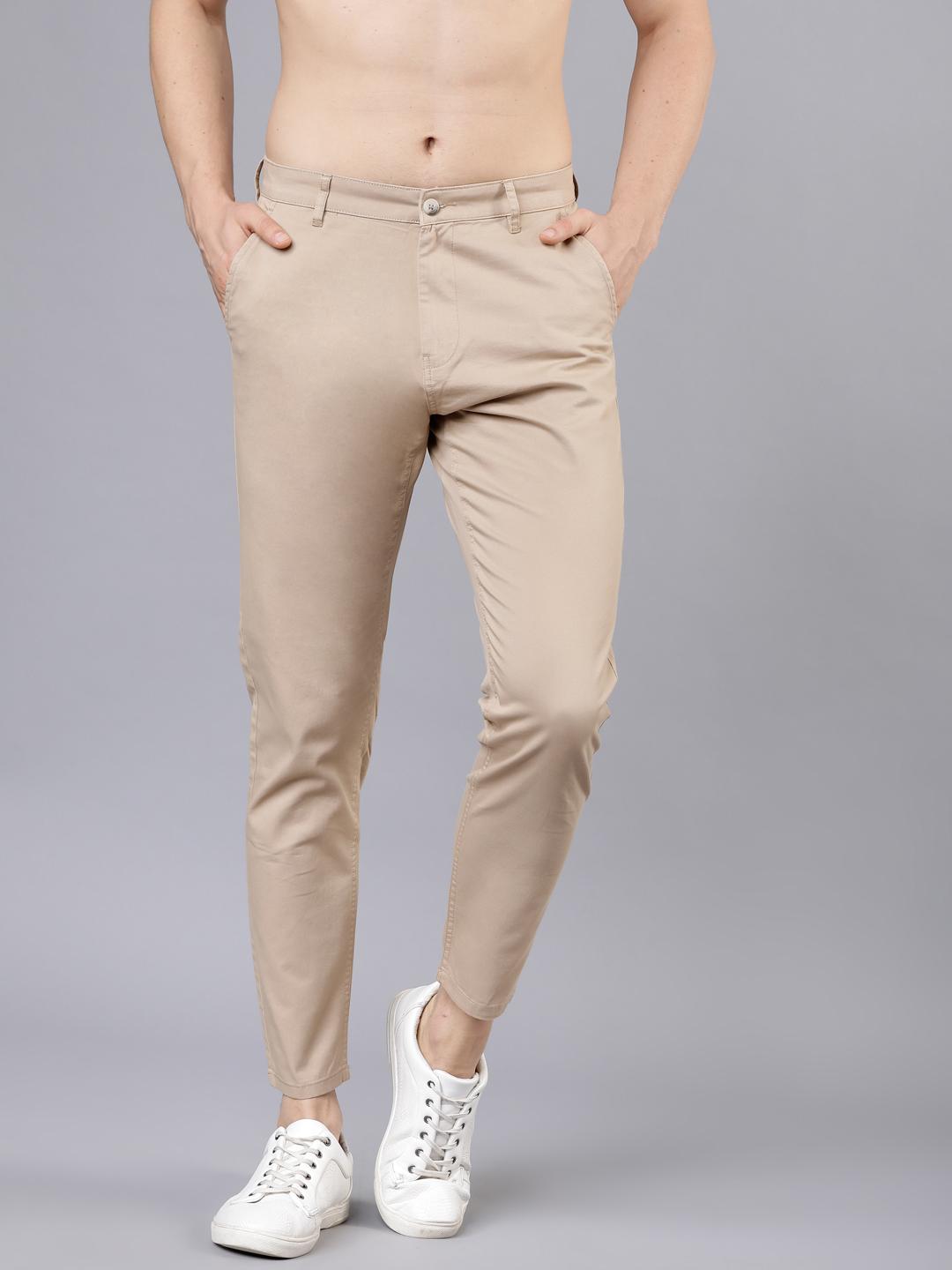 Buy HIGHLANDER Men Beige Tapered Fit Chinos Trousers for Men