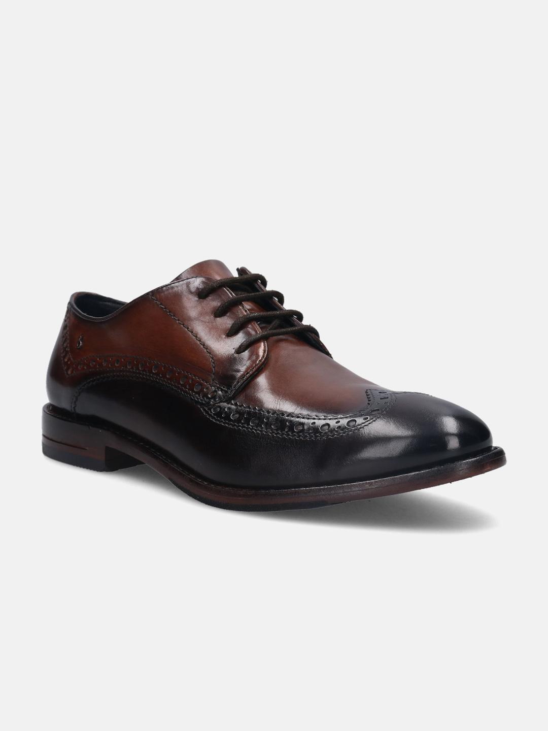Buy Bugatti Livorno Flex Evo Brown Leather Formal Brogue Shoes
