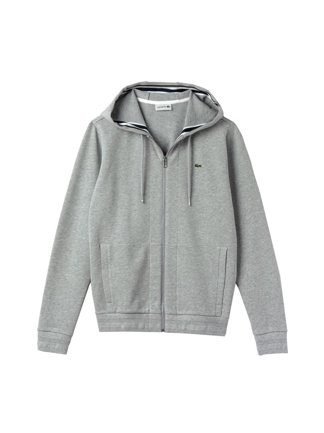 Buy Lacoste Men Grey Solid Hooded Sweatshirt Sweatshirts for Men