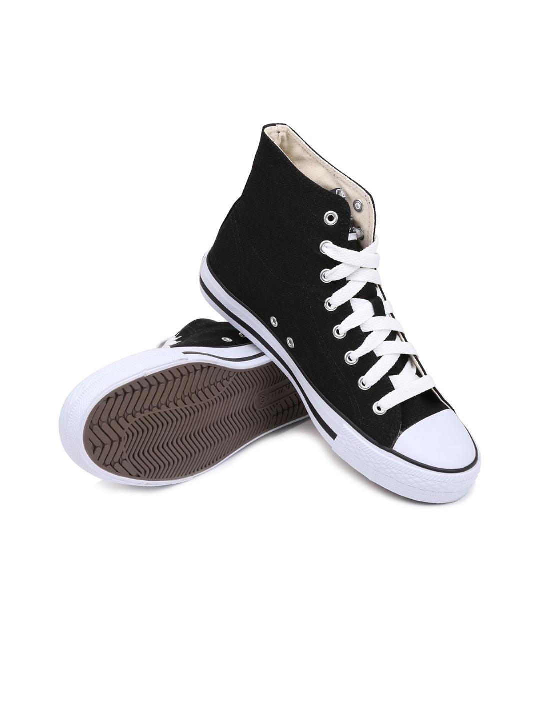 Buy Dunlop Men Black Solid Canvas High-Top Sneakers Casual Shoes