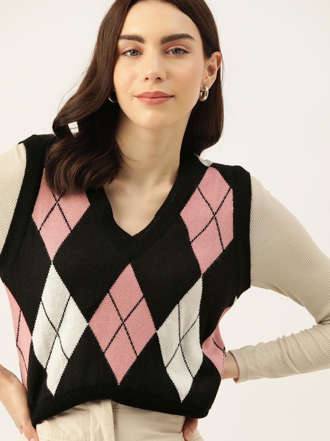 Buy DressBerry Acrylic Argyle Sweater Vest Sweaters for Women