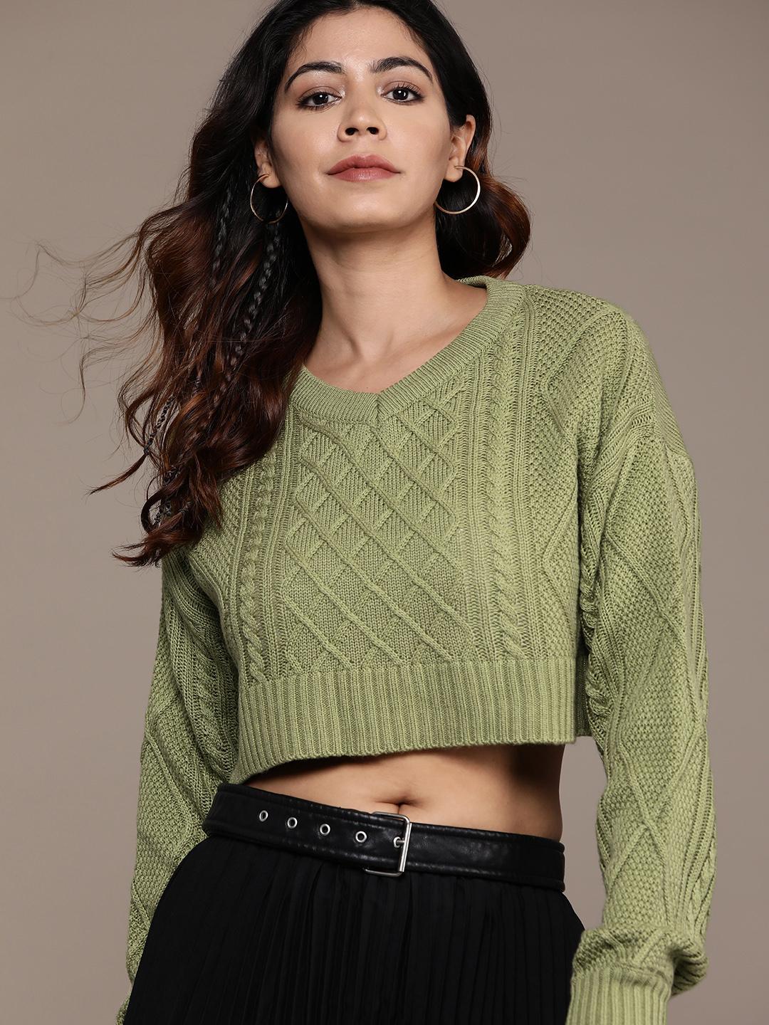 The Roadster Lifestyle Cable Knit Crop Pullover
