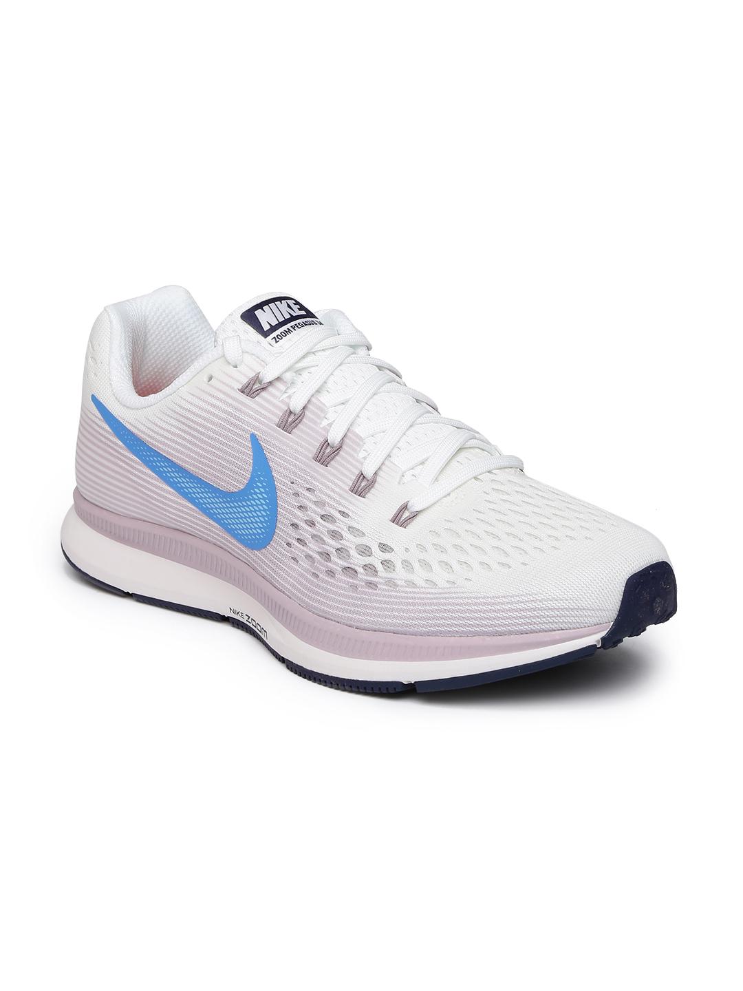 Buy Nike Women White Lavender AIR ZOOM PEGASUS 34 Running Shoes