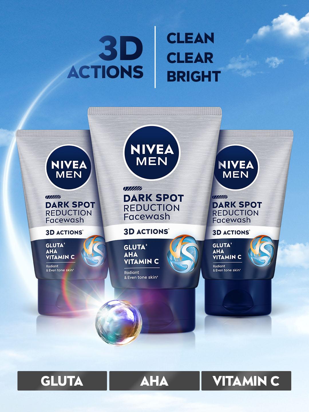 Buy Nivea Men Set of 3 Dark Spot Reduction Face Wash with AHA-Gluta &  Vitamin C - 100 g each - Face Wash and Cleanser for Unisex 23167858 | Myntra