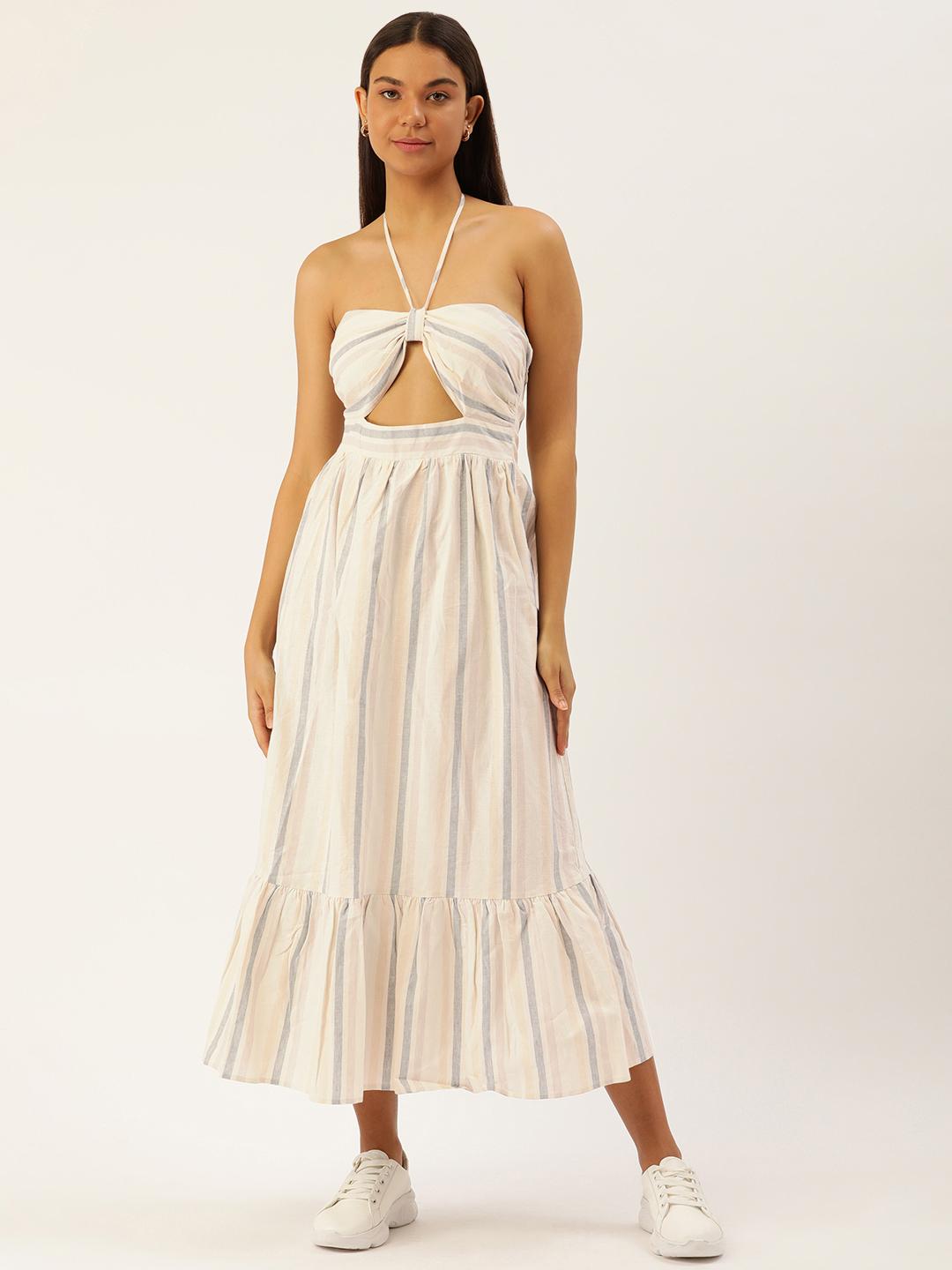 knee length dresses for ladies Forever Summer Striped Maxi Dress in Green main image 1
