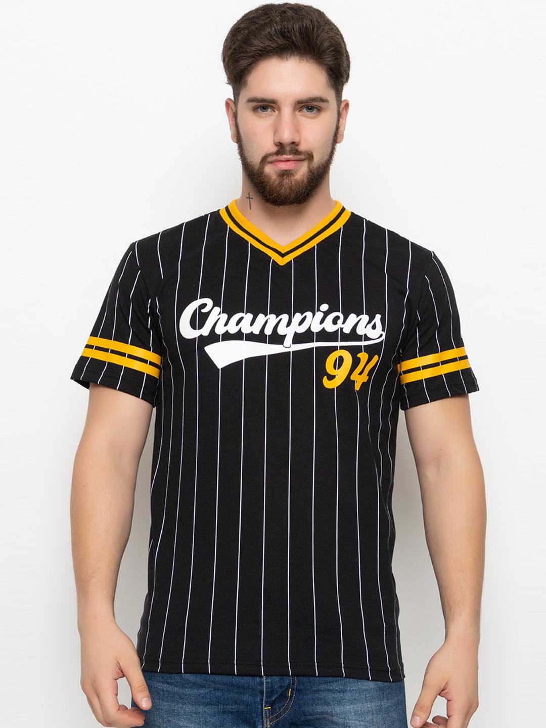 Buy Skidlers Striped V-Neck Short Sleeves Oversized Cotton T-shirt