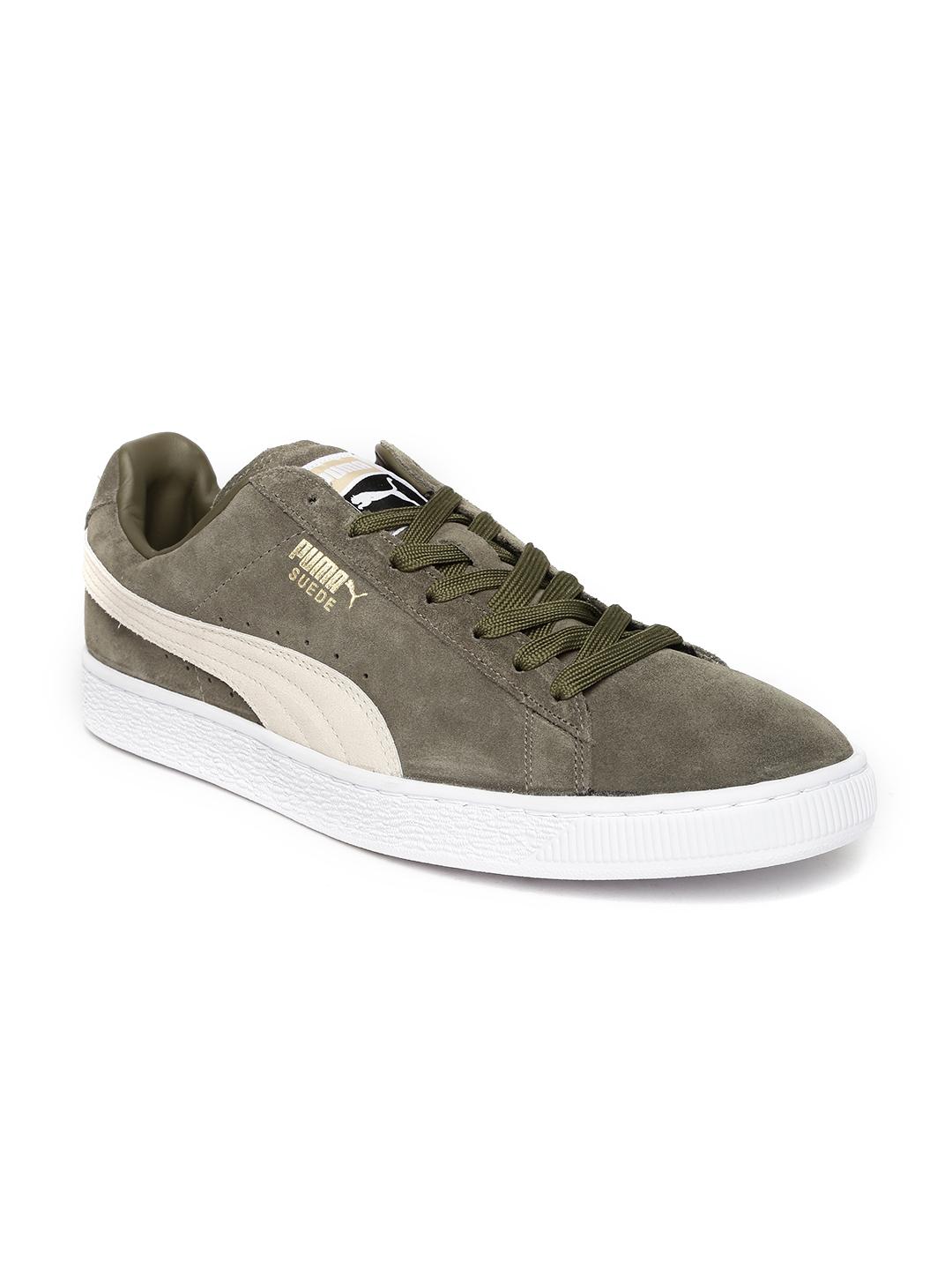Buy Puma Men Olive Green Suede Classic Sneakers Casual Shoes