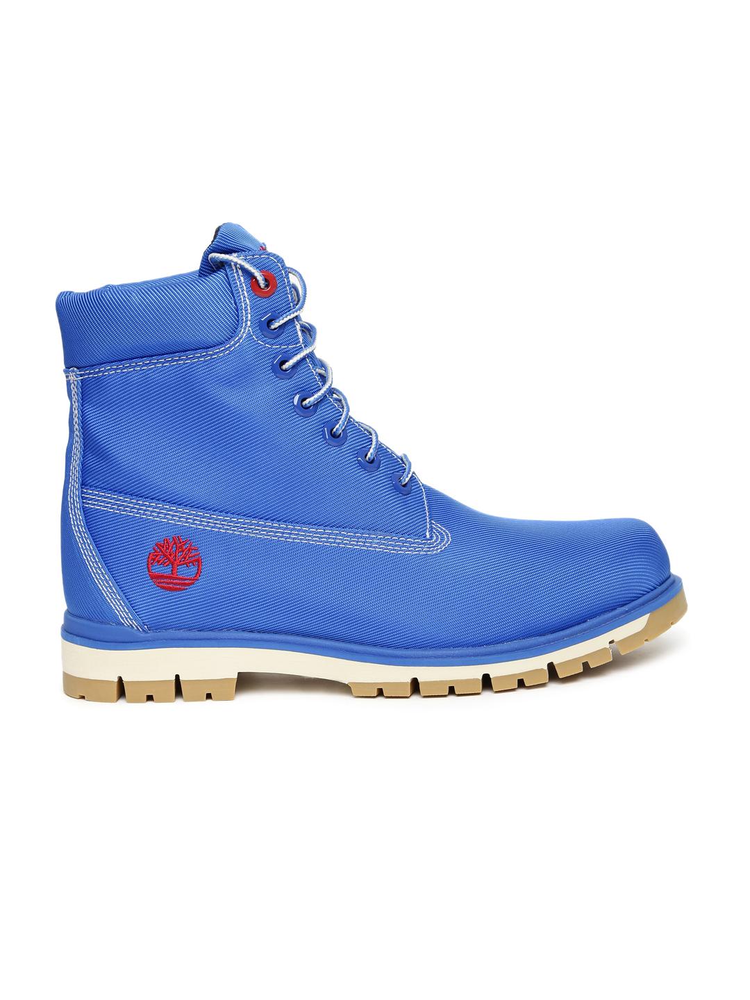 Buy Timberland Men Blue RADFORD Canvas High-Top Flat Boots - Boots