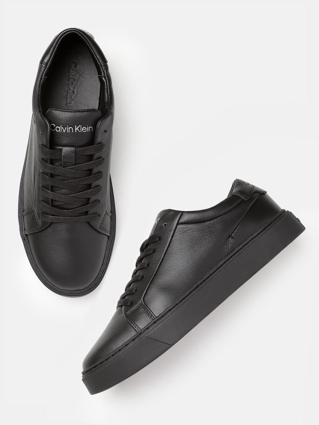 Buy Calvin Klein Men Low Top Lace Up Pb Solid Leather Sneakers
