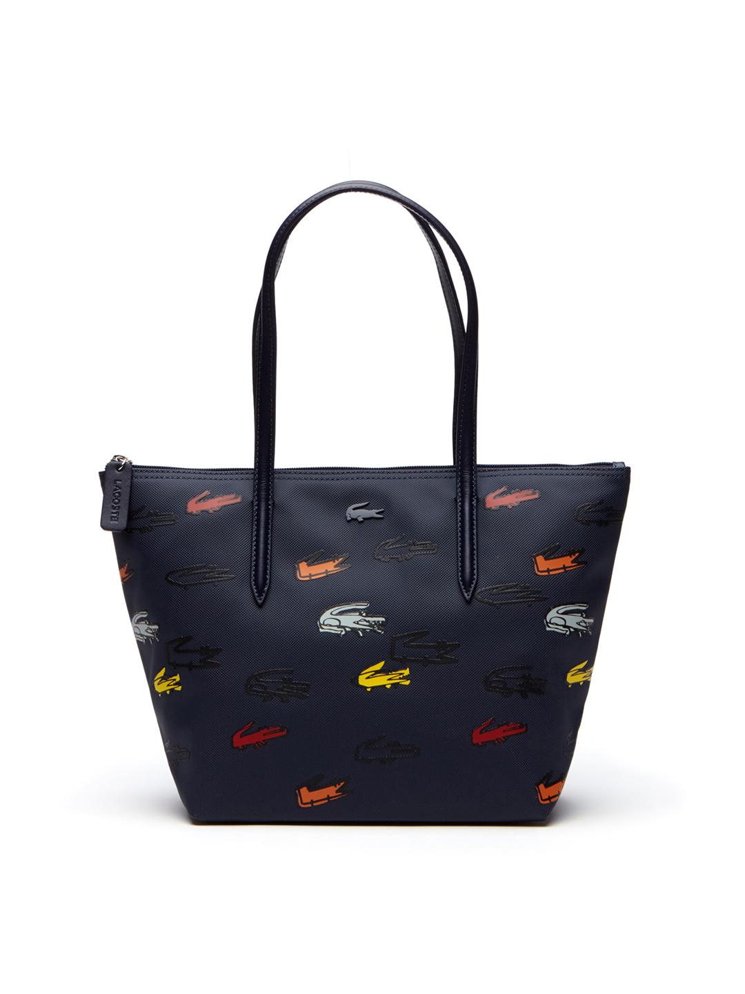 Buy Lacoste Navy Blue & Multicoloured Self Design Tote Bag