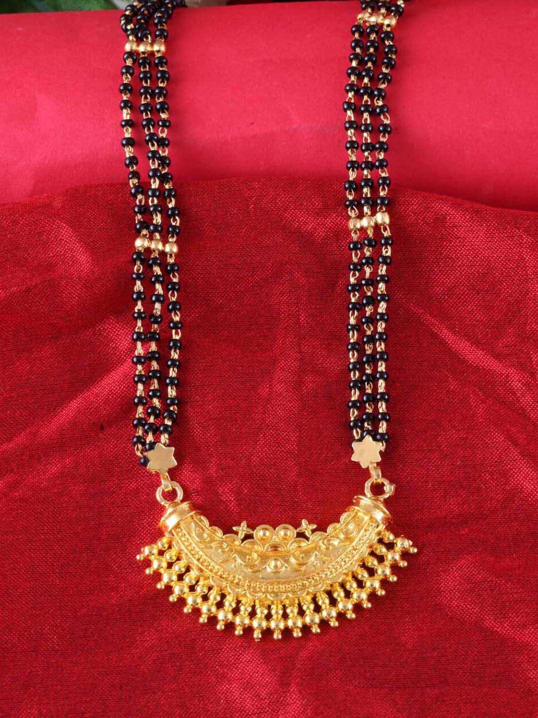 Buy MEENAZ Gold-Plated Beaded Traditional Mangalsutra