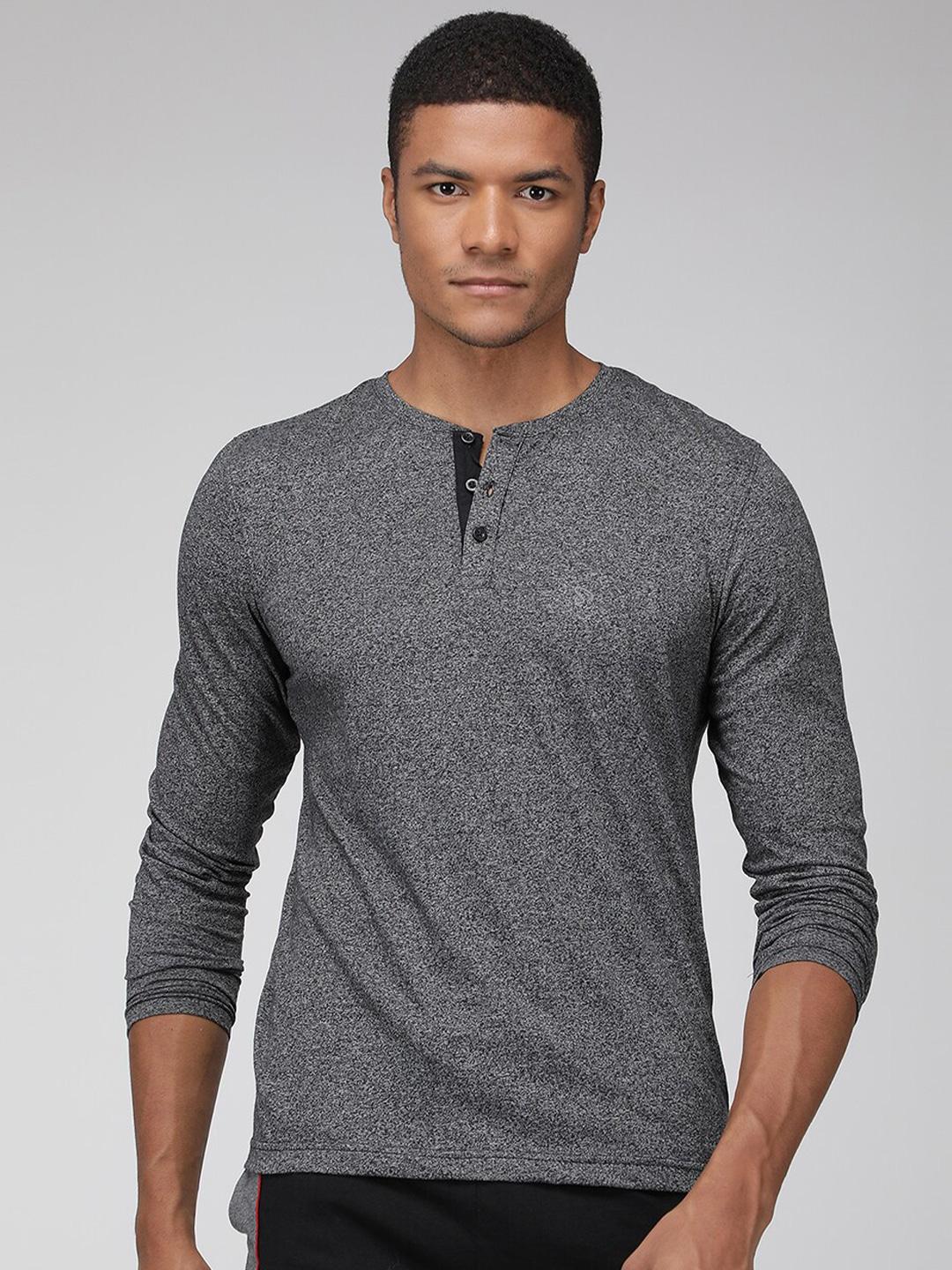 Buy SPORTO Self Deisgn Henley Neck Casual T-Shirt - Tshirts for