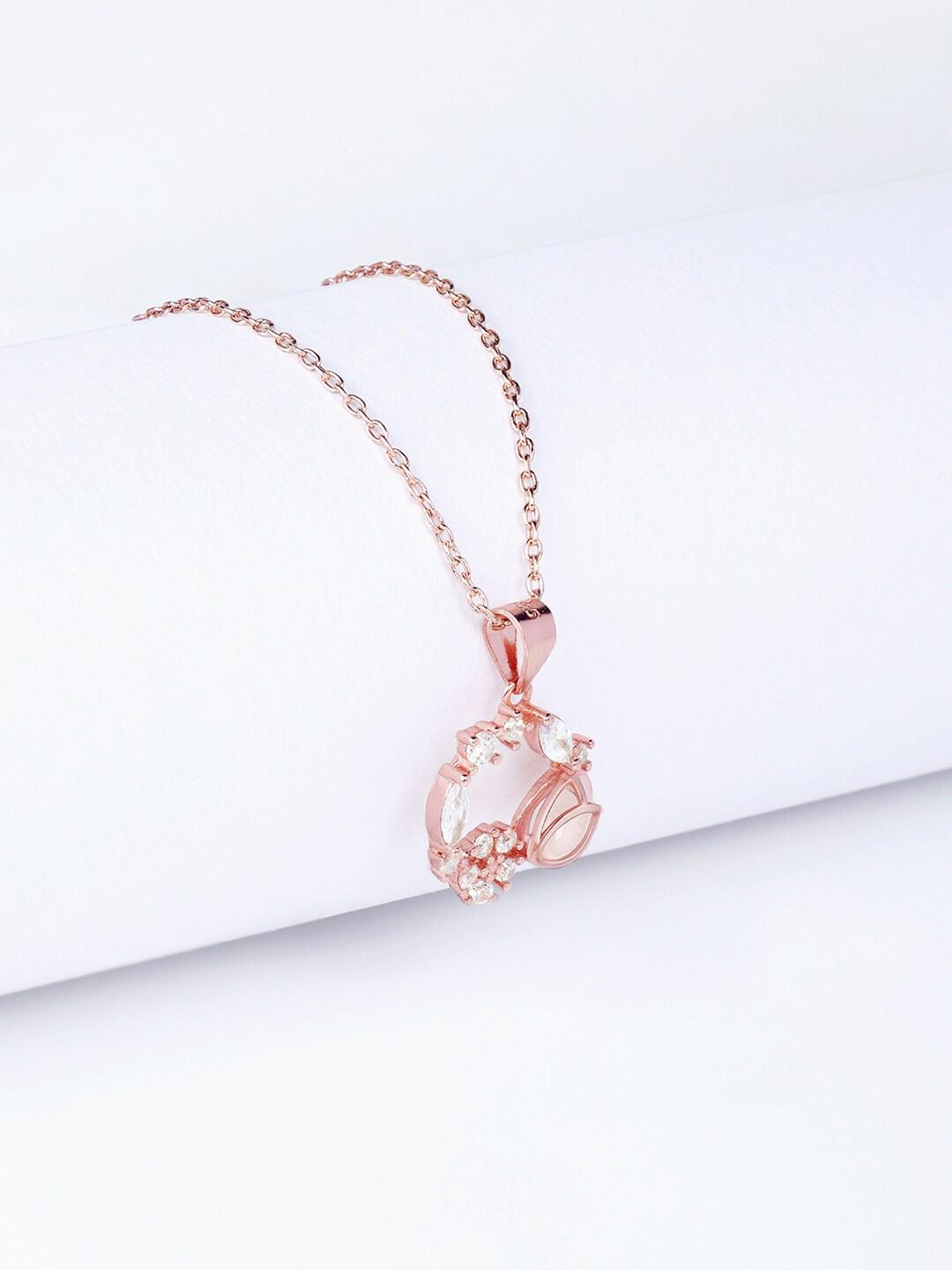Buy GIVA 925 Silver Rose Gold Drop Wreath Pendant With Link Chain