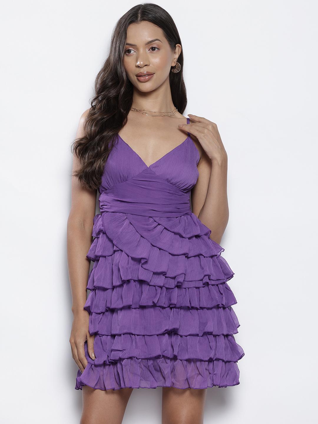 Buy NA-KD Lace Up Tiered Fit & Flare Mini Dress - Dresses for