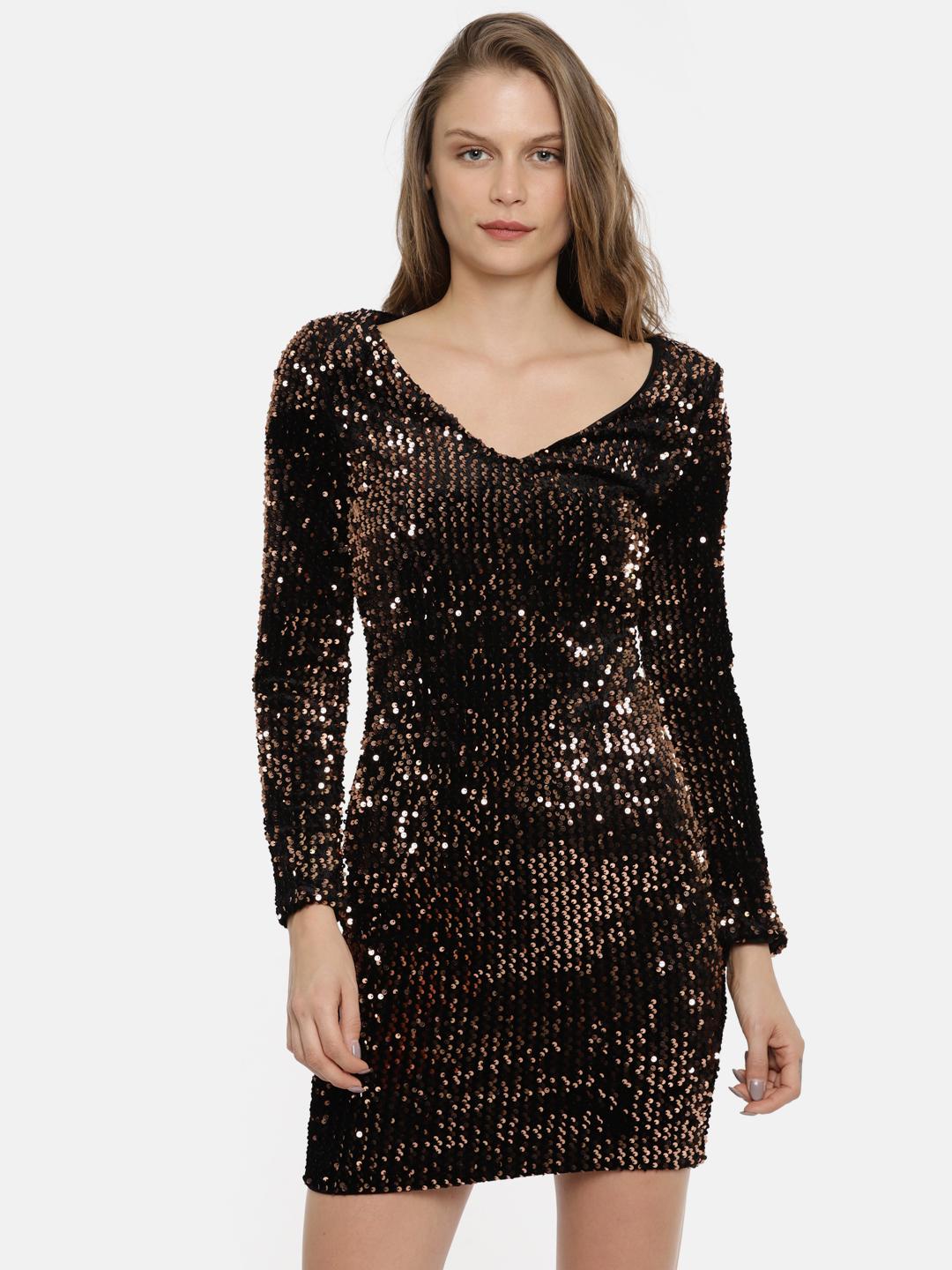 Buy ONLY Women Black Metallic Sequin Bodycon Dress - Dresses for Women  2356976 | Myntra
