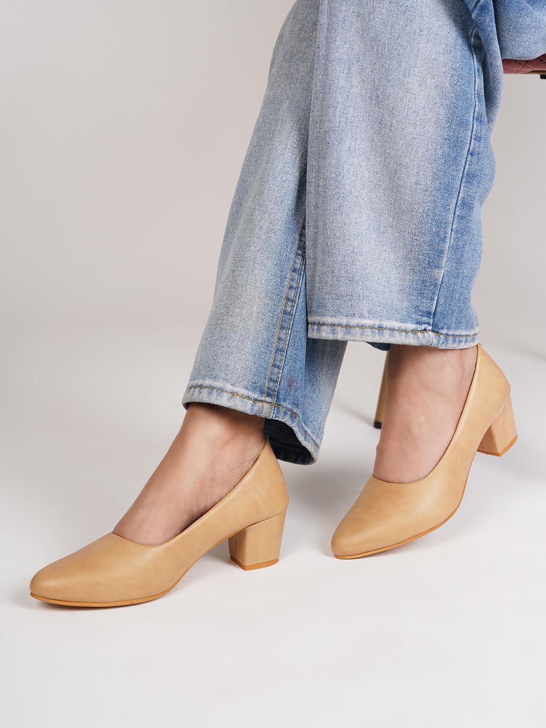 Buy SCENTRA Pointed Toe Block Heel Pumps Heels for Women