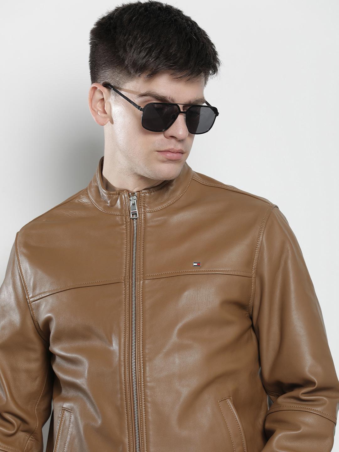 Buy Tommy Hilfiger Long Sleeves Genuine Leather Jacket Jackets