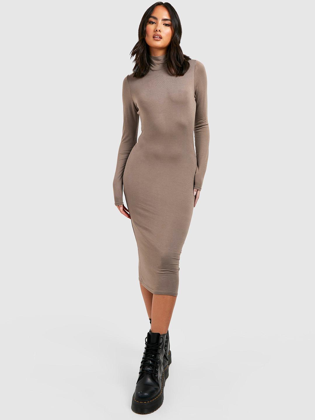 Boohoo Turtle Neck Bodycon Midi Dress