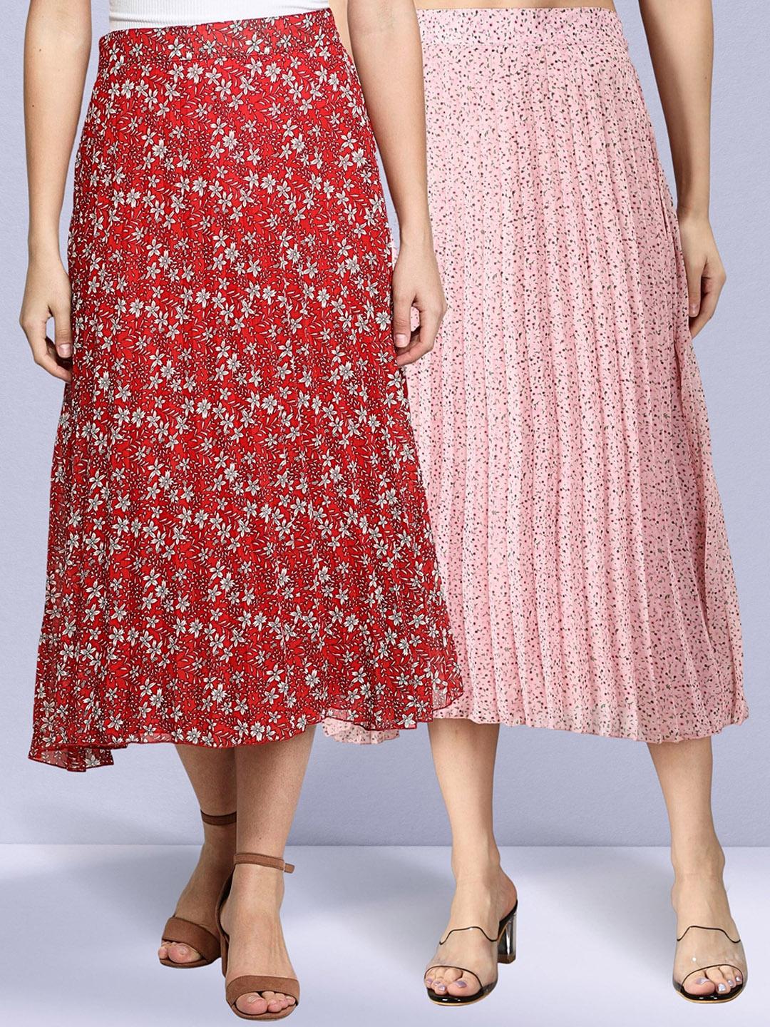 Buy NUEVOSDAMAS Pack Of 2 Printed Georgette A-Line Midi Buy NUEVOSDAMAS Pack Of 2 Printed Georgette A-Line Midi