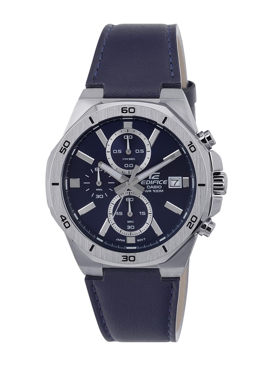 Casio Men's Edifice EFV-640L-2AVUDF Blue Analog Dial Leather Band