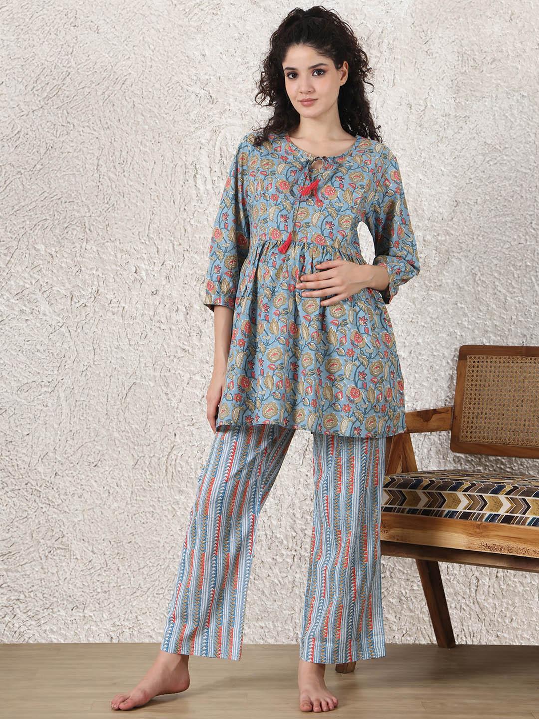 Buy Secret Wish Floral Printed Pure Cotton Maternity Night suit - Night  suits for Women 23846652 | Myntra