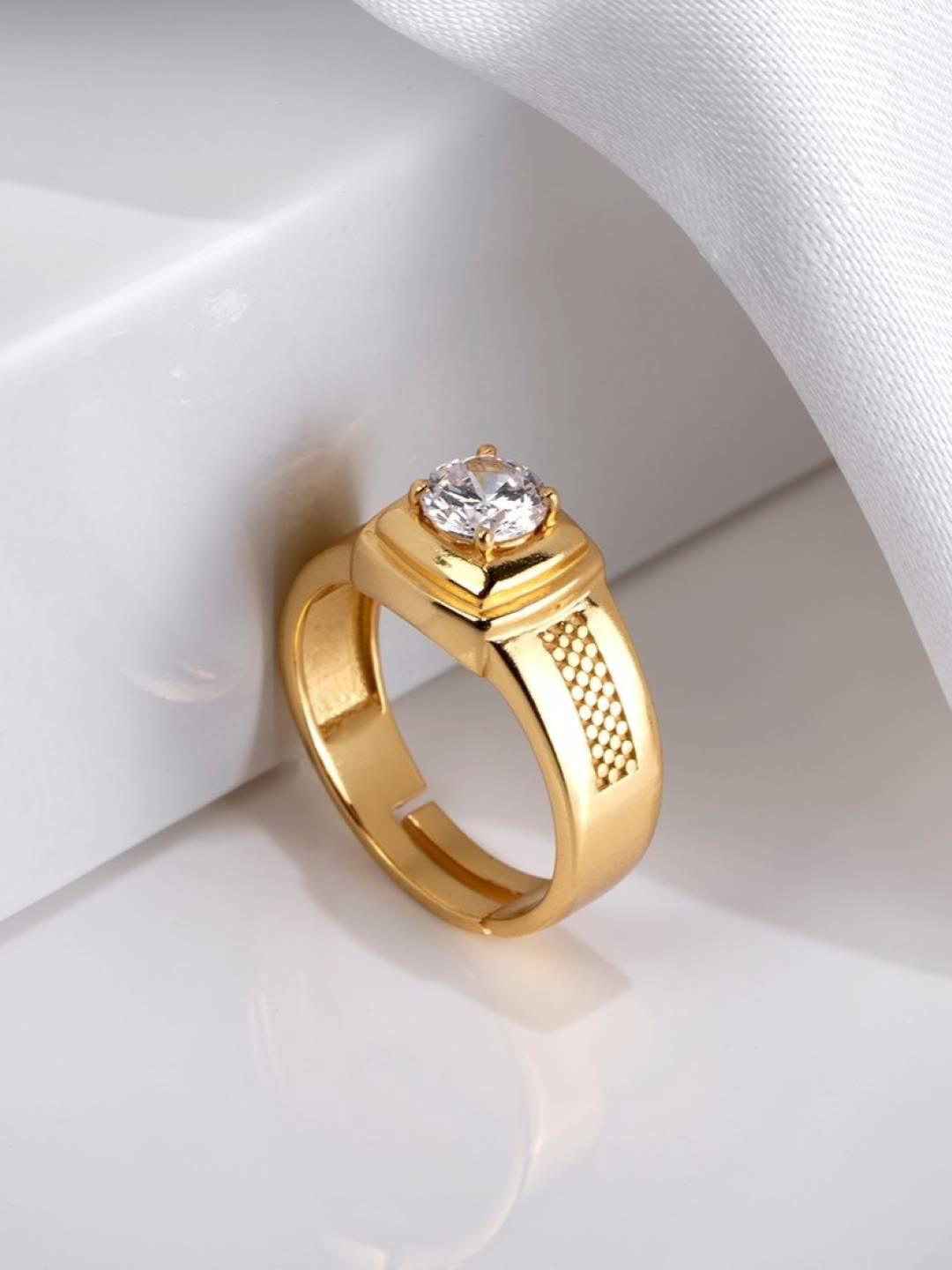 Zavya Men Gold-Plated 925 Pure Sterling Silver Adjustable Micron Ring - Main Image