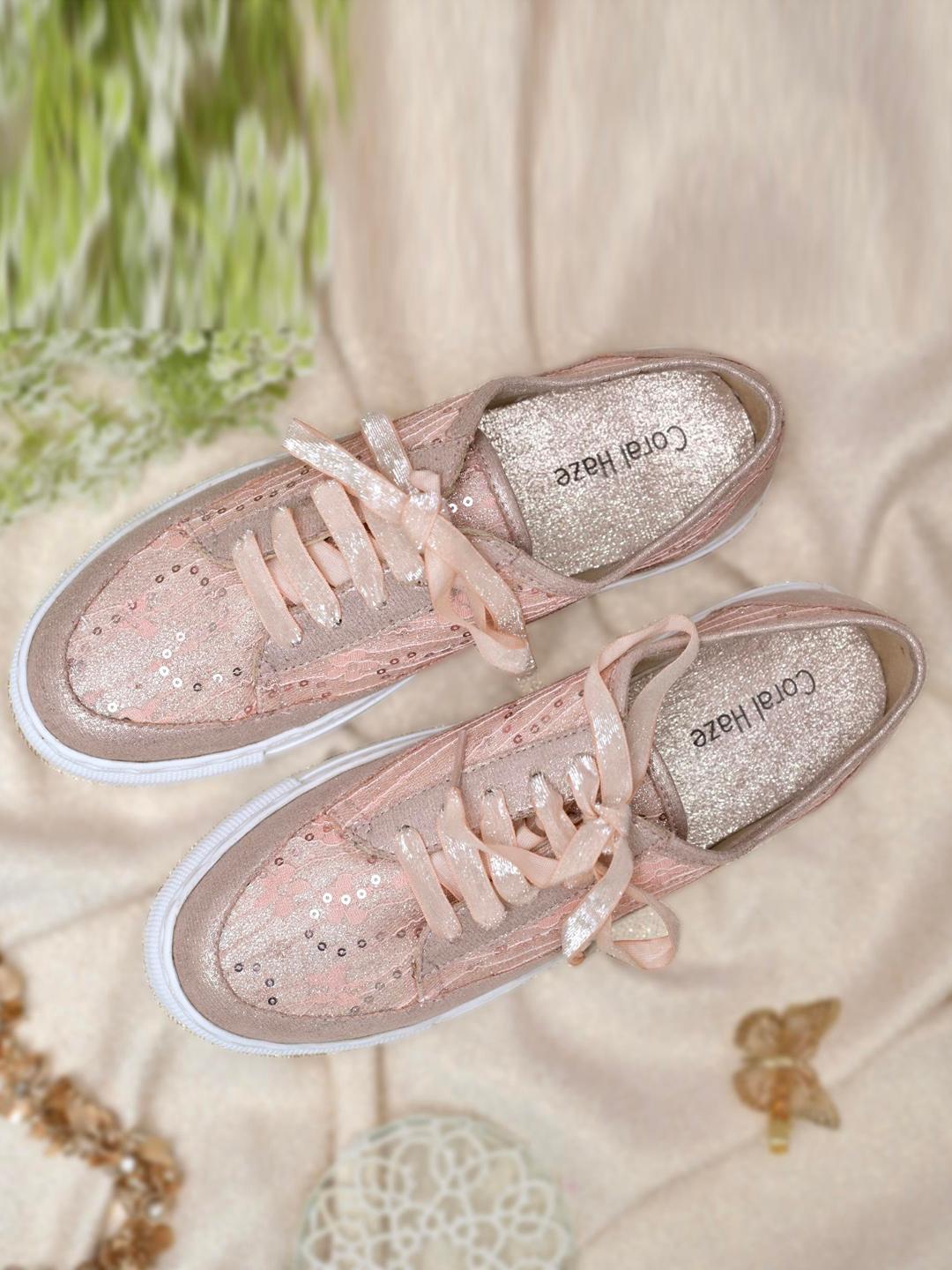 Buy Coral Haze Women Valencia Embellished Comfort Sole Contrast